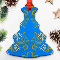 Floral Folk Damask Pattern  Christmas Tree Ornament (two Sides) by Eskimos