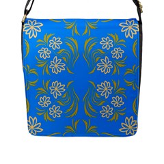 Floral Folk Damask Pattern  Flap Closure Messenger Bag (l) by Eskimos