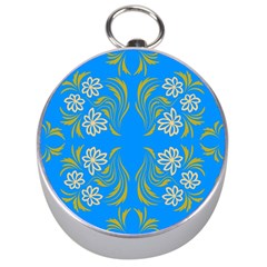 Floral Folk Damask Pattern  Silver Compasses by Eskimos