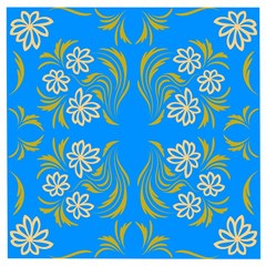 Floral Folk Damask Pattern  Wooden Puzzle Square by Eskimos