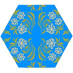 Floral Folk Damask Pattern  Wooden Puzzle Hexagon