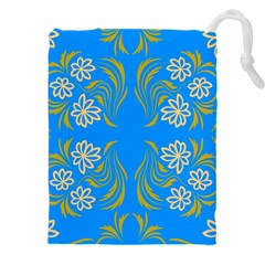 Floral Folk Damask Pattern  Drawstring Pouch (4xl) by Eskimos