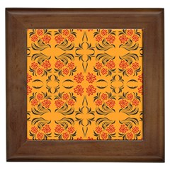 Floral Folk Damask Pattern  Framed Tile by Eskimos