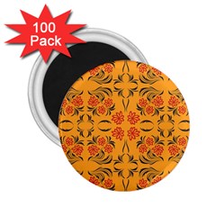 Floral Folk Damask Pattern  2 25  Magnets (100 Pack)  by Eskimos