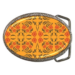 Floral Folk Damask Pattern  Belt Buckles by Eskimos