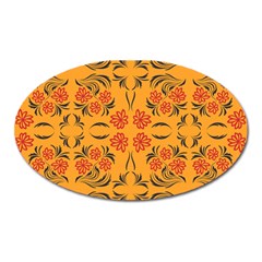 Floral Folk Damask Pattern  Oval Magnet by Eskimos