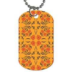 Floral Folk Damask Pattern  Dog Tag (one Side) by Eskimos