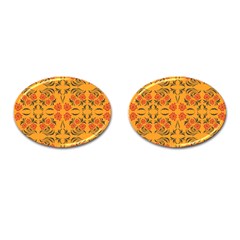 Floral Folk Damask Pattern  Cufflinks (oval) by Eskimos