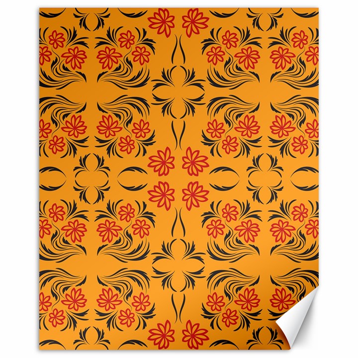 Floral folk damask pattern  Canvas 16  x 20 