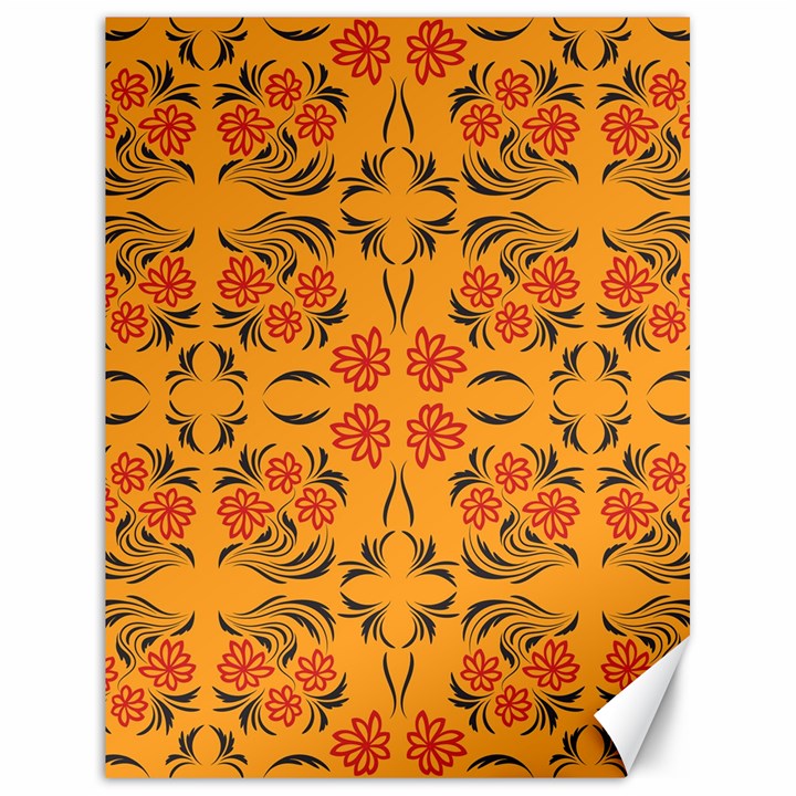 Floral folk damask pattern  Canvas 18  x 24 