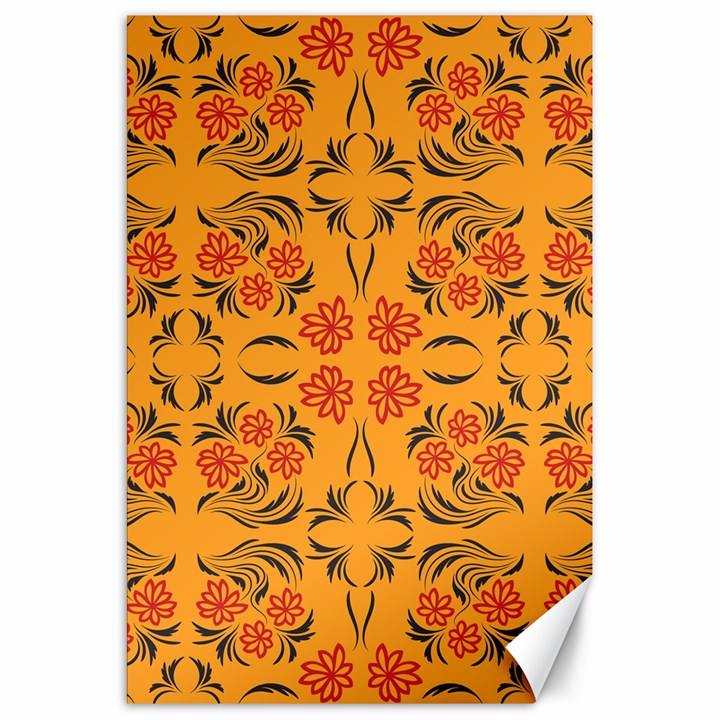 Floral folk damask pattern  Canvas 20  x 30 