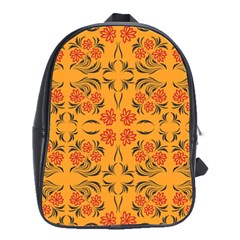 Floral Folk Damask Pattern  School Bag (large) by Eskimos