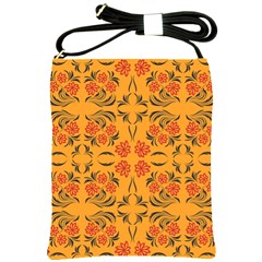 Floral Folk Damask Pattern  Shoulder Sling Bag by Eskimos