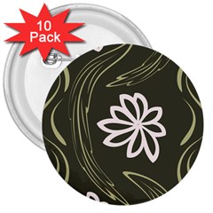 Folk Flowers Print Floral Pattern Ethnic Art 3  Buttons (10 Pack)  by Eskimos