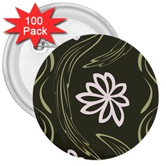 Folk Flowers Print Floral Pattern Ethnic Art 3  Buttons (100 Pack)  by Eskimos