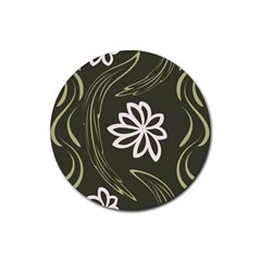 Folk Flowers Print Floral Pattern Ethnic Art Rubber Coaster (round) by Eskimos