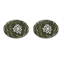 Folk Flowers Print Floral Pattern Ethnic Art Cufflinks (oval) by Eskimos