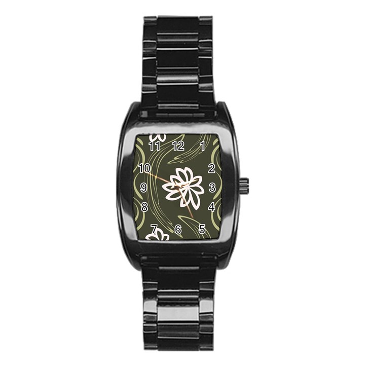 Folk flowers print Floral pattern Ethnic art Stainless Steel Barrel Watch