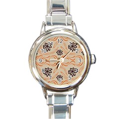 Folk Flowers Print Floral Pattern Ethnic Art Round Italian Charm Watch by Eskimos