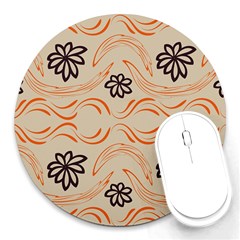 Folk Flowers Print Floral Pattern Ethnic Art Round Mousepads by Eskimos