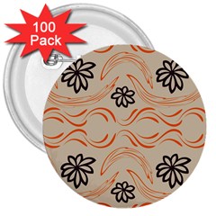 Folk Flowers Print Floral Pattern Ethnic Art 3  Buttons (100 Pack)  by Eskimos