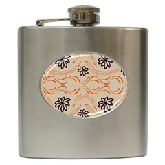 Folk Flowers Print Floral Pattern Ethnic Art Hip Flask (6 Oz) by Eskimos