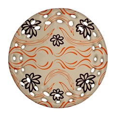 Folk Flowers Print Floral Pattern Ethnic Art Round Filigree Ornament (two Sides) by Eskimos