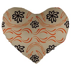 Folk Flowers Print Floral Pattern Ethnic Art Large 19  Premium Flano Heart Shape Cushions by Eskimos