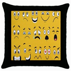 Emojis Throw Pillow Case (black)