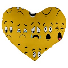 Emojis Large 19  Premium Flano Heart Shape Cushions by Sparkle