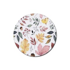 Flowers Pattern Rubber Coaster (Round)