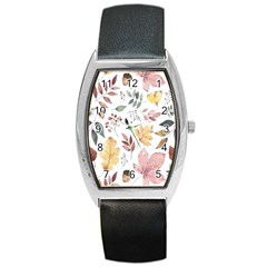 Flowers Pattern Barrel Style Metal Watch