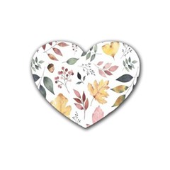 Flowers Pattern Rubber Coaster (Heart)