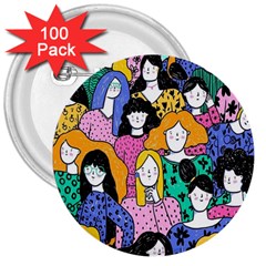 Women 3  Buttons (100 Pack)  by Sparkle