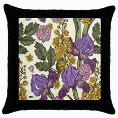 Spring Floral Throw Pillow Case (black)