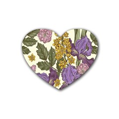 Spring Floral Rubber Heart Coaster (4 Pack) by Sparkle