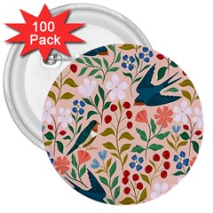 Floral 3  Buttons (100 Pack)  by Sparkle