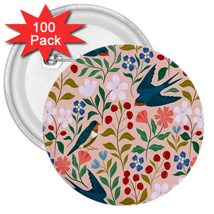 Floral 3  Buttons (100 pack) 