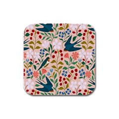 Floral Rubber Square Coaster (4 Pack) by Sparkle