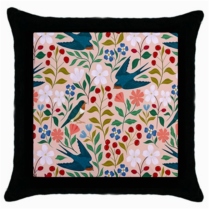 Floral Throw Pillow Case (Black)