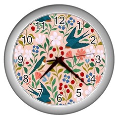 Floral Wall Clock (silver) by Sparkle