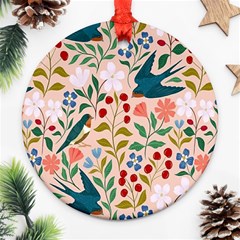 Floral Round Ornament (two Sides) by Sparkle