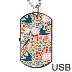 Floral Dog Tag Usb Flash (one Side) by Sparkle