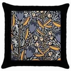 Floral Throw Pillow Case (black)