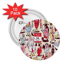 Retro Food 2 25  Buttons (10 Pack)  by Sparkle