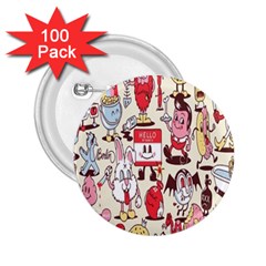 Retro Food 2 25  Buttons (100 Pack)  by Sparkle