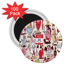 Retro Food 2 25  Magnets (100 Pack)  by Sparkle