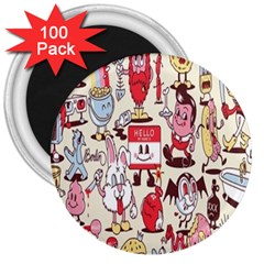 Retro Food 3  Magnets (100 Pack) by Sparkle