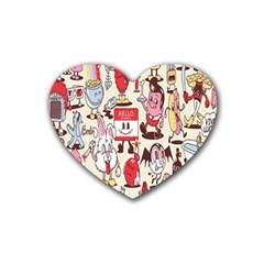 Retro Food Rubber Coaster (heart) by Sparkle