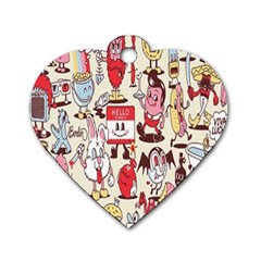 Retro Food Dog Tag Heart (one Side) by Sparkle